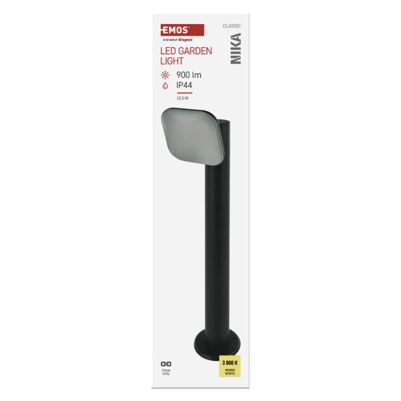 Emos ZGE0A4L NIKA venkovní stojanové svítidlo/sloupek LED 120 × 120 × 500 mm 12,5W 900lm 3000K IP44 antracit
