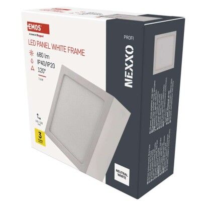Emos ZM6125 LED NEXXO stropní/nástěnné přisazené klasické svítidlo čtverec 120 × 120 × 40 mm 7,6W 680lm 4000K bílá