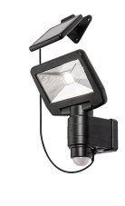 RABALUX 77021 Dojran solárne nástenné svietidlo reflektor LED 5W/500lm 4000K IP44 čierna, priehľadná, súmrakový a pohybový senzor