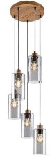 RABALUX 72125 Tanno závesné svietidlo 5xE27 D250mm imitácia dreva, dymová