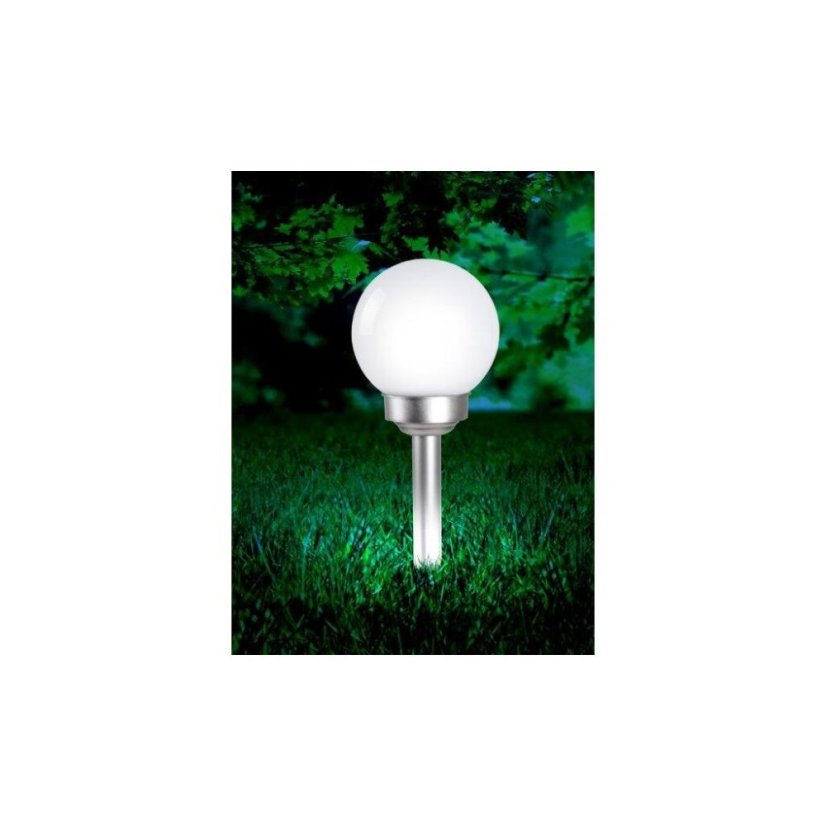 3375 GLOBO Exteriérové ​​solární LED svítidlo, zapichovací koule na osvětlení zahrad a teras, 1x 0,06W 7000K IP44 bílá