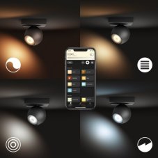 Philips Hue White Ambiance 8719514339200 BUCKRAM nástenné bodové svietidlo 1xGU10 5.5W/250lm 2200-6500K čierna bluetooth