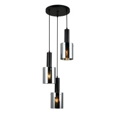 Italux PND-5581-3A-BK+SG závěsné svítidlo Sardo D330mm 3x40W E27 černá, kouřové sklo