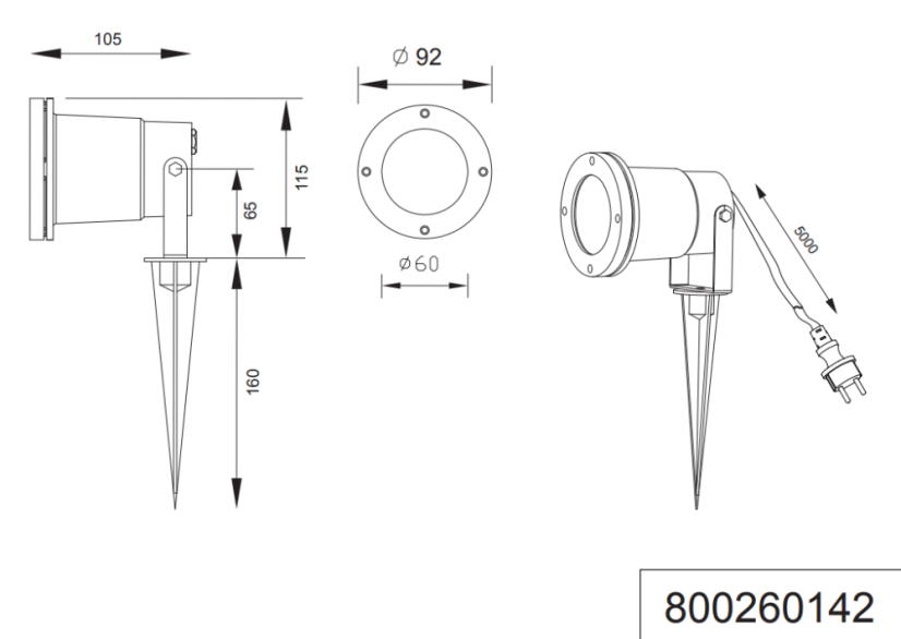 800260142 TRIO Ubangi venkovní bodové svítidlo / reflektor 1xGU10 28W IP65 antracit