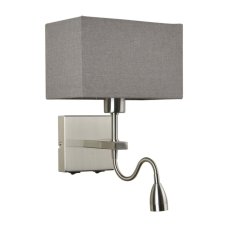 Italux WL-1122-2-BL-SN-RC-GR LED nástenné svietidlo Norte 1x60W+3W/350lm E27, LED 3000K nikel, šedá