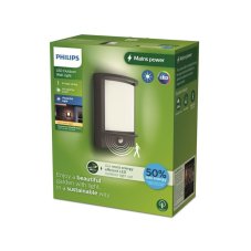 Philips 8720169263710 UltraEfficient Samondra vonkajšie nástenné svietidlo so senzorom PIR LED 3,8W/800lm 2700K IP44 antracit