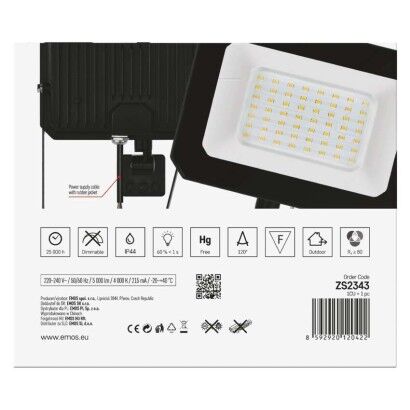 Emos ZS2343 exteriérový  LED reflektor  SIMPO se senzorem 50W 5000lm 4000K IP44