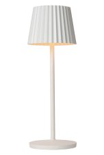 LUCIDE 27889/02/31 JUSTINE vonkajšia dotyková stolná lampička LED V380mm 2W/210lm 2700K IP54 biela, bezdrôtová nabíjacia podložka