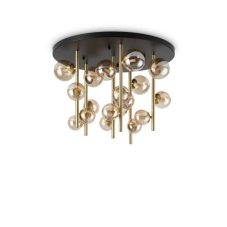 Ideal Lux 328379 PERLAGE stropní svítidlo 18xG9 D750mm saténová mosadz, jantarová