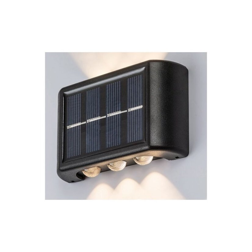 RABALUX 77024 Kangton solárne nástenné svietidlo reflektor LED 1,2W/8lm 3000K IP44 čierna, súmrakový senzor