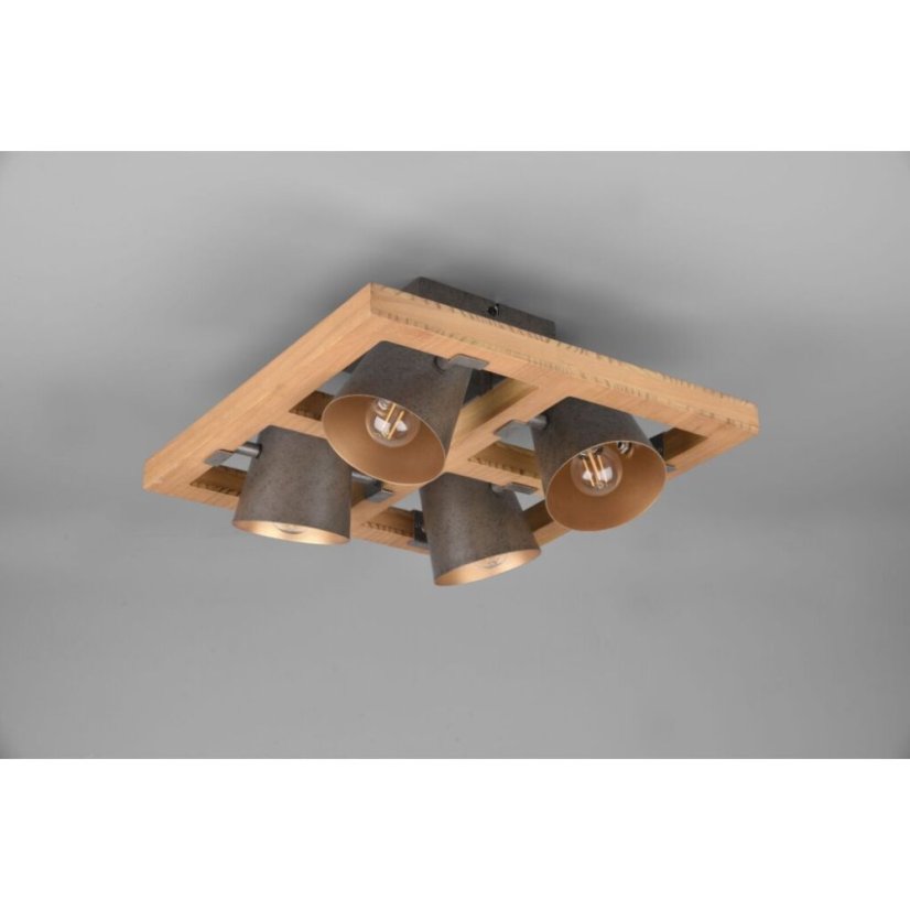 TRIO 601900467 BELL stropní bodové svítidlo 4xE14 antický nikl, dřevo