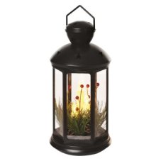 DCLV15 EMOS LED dekorácia – vianočný lampáš so sviečkami čierny, 35,5 cm, 3x C, vintage