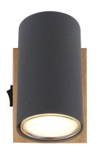 GLOBO 57911-1G ROBBY nástenné bodové svietidlo/spot s vypínačom 1xGU10 grafit, imitácia dreva
