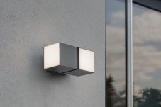 LUTEC 5193808118 CUBA exteriérové nástenné svietidlo LED 2x12,2W 1000lm 3000K IP54 tmavá šedá, 2 otočné hlavice 350°
