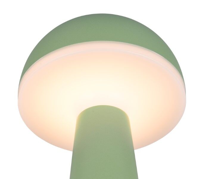 TRIO Reality R57716149 FUNGO venkovní stolní lampa SMD LED V310mm 2W/200lm 3000+4000+6500K IP54 pistáciová, černá, nabíjecí baterie, USB-C port, nabíjecí stanice