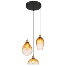 GLOBO 15786-3H1 SALVY závesné svietidlo D460mm 3xE27 čierna, jantárová