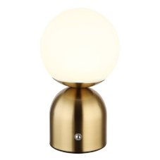 GLOBO 21006M JULSY dotyková stolná lampička V210mm LED 2,5W/189lm 2700+6500+4000K mosadzná, biela, vrátane CR18650 1800mAh 3,7V, USB kábel