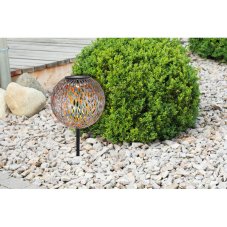 Globo 33626 solárne svietidlo dekoratívne, zapichovacia guľa s ozdobným dierovaním D180mm LED 0,06W 3000K, vrátane batérie 1xAA Ni-Mh 300mAh, IP44, strieborná, zlatá