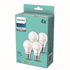 Philips 8718699694968 LED žiarovka E27 10W/75W 1055lm A60 4000K 4-set