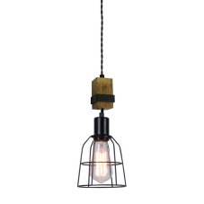 Italux PND-4290-1-L závesné svietidlo Ponte D140mm 1x60W E27 čierna, drevo