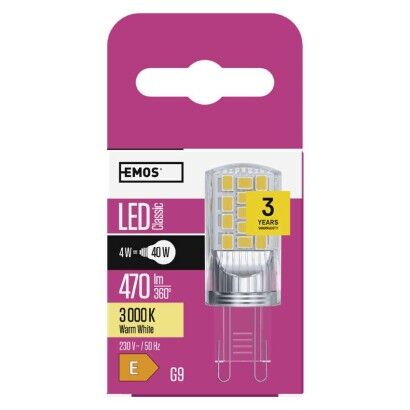 Emos LED žárovka G9 ZQ9544 Classic JC 4W 470lm 3000K teplá bílá