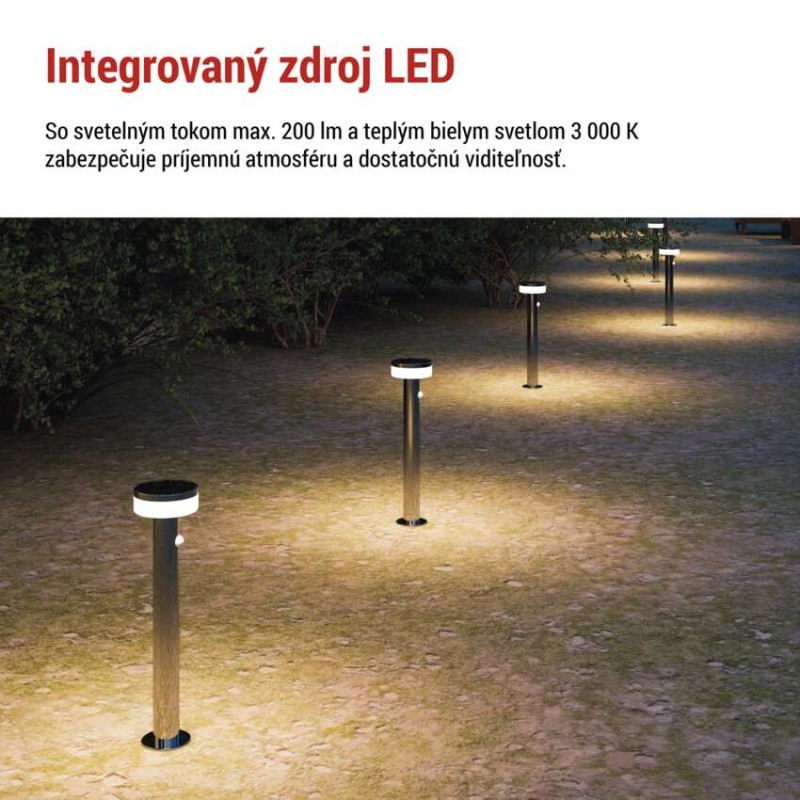EMOS ZGJ0B4S TERION solární venkovní stojanové svítidlo/sloupek LED 125 × 125 × 500 2W 200lm 3000K IP44 se senzorem antracit