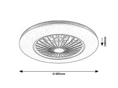 RABALUX 71330 Dalfon2 stropné svietidlo s ventilátorom D485mm LED 48W/3100lm 3000-6500K čierna, stmievateľné, diaľkový ovládač, starlight efekt