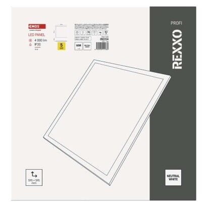 Emos ZB2224 LED REXXO stropní vestavný panel čtverec 595 × 595 × 24 mm 36W 4000lm 4000K bílá