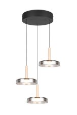 TRIO 354930332 CELESTE závesné svietidlo D350mm SMD LED 3x7,5W/750lm 3000K čierna, drevo, switchdimmer