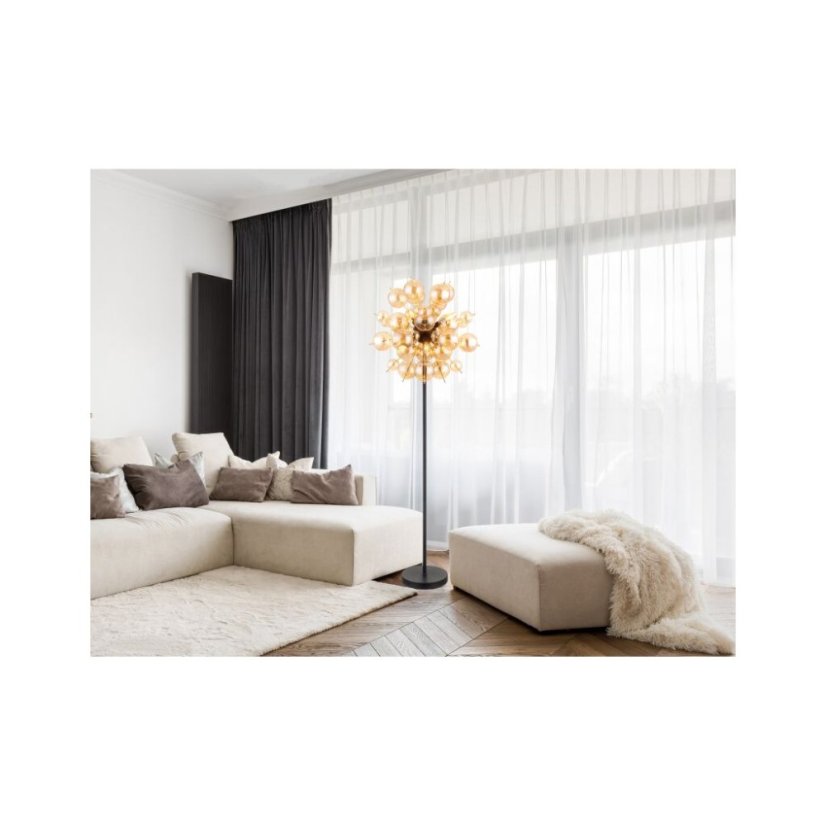 GLOBO 15633SA UDO stojacia lampa V1550mm 6xE14 čierna matná, jantárová
