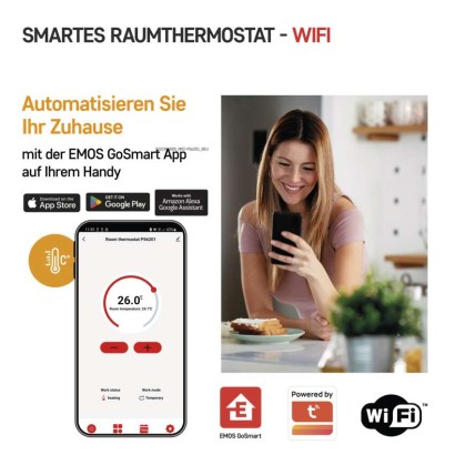 Emos P56201 GoSmart Digitální pokojový termostat, bílá, Wi-Fi