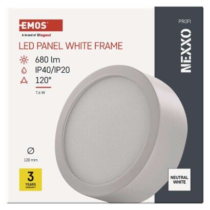 Emos ZM5125 LED NEXXO stropní/nástěnné přisazené klasické svítidlo kruh průměr 120 × 40 mm 7,6W 680lm 4000K bílá