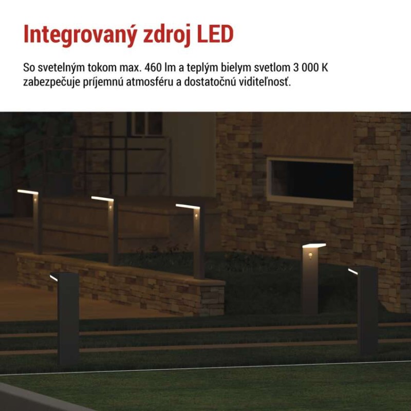 EMOS ZGK0B4S VEREA solárny záhradný stĺpik (stojanové svietidlo) LED 154 × 107 × 500 4,4W 460lm 3000K IP44 so senzorom čierna