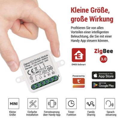 EMOS H5102 GoSmart spínací modul 2-kanálový ZigBee