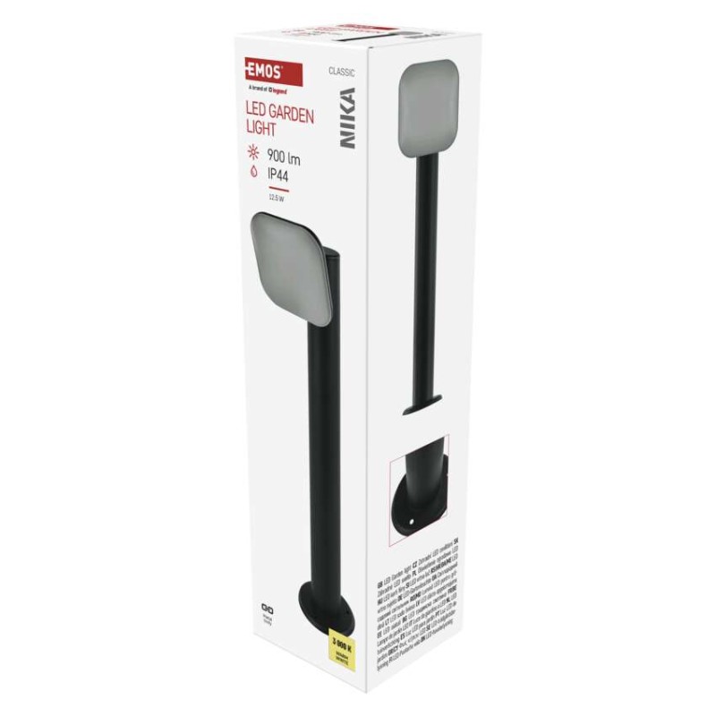 Emos ZGE0A4L NIKA venkovní stojanové svítidlo/sloupek LED 120 × 120 × 500 mm 12,5W 900lm 3000K IP44 antracit