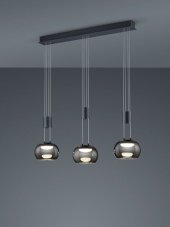 TRIO 342010332 MADISON závesné svietidlo SMD LED 3x8W/900lm 3000K čierna matná, chróm, switchdimmer