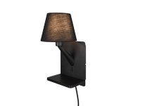 TRIO 262670132 COMFORT nástenné svietidlo s vypínačom 1xE14 čierna matná, nabíjacia stanica, USB port, USB-C