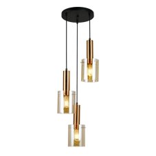 Italux PND-5581-3A-BRO+AMB závěsné svítidlo Sardo D330mm 3x40W E27 mosaz, jantarová