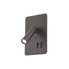 REDO 01-2982 QUDA nástenné bodové svietidlo/spot s vypínačom LED 6+3W/330+135lm 3000K čierna, USB port
