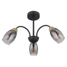 GLOBO 60297-3D GERLY stropné svietidlo D470mm 3xE14 matná čierna, imitácia dreva, dymová