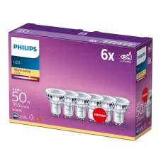 Philips 8718696586013 LED žiarovka celosklenená GU10 4,6W/50W 355lm 2700K 36D 6-set