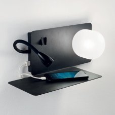 Nástenné svietidlo Ideal lux 174846 BOOK-2 AP2 NERO 2xG9/LED 3W/130lm 3000K USB port čierna
