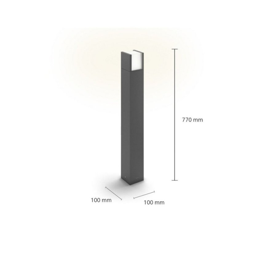 Philips 8720169278080 UltraEfficient Arbour vonkajšie stojanové svietidlo/záhradný stĺpik V770mm LED 3,8W/800lm 2700K IP44 antracit
