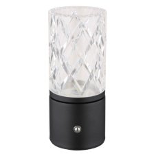 GLOBO 21010S LUNKI dotyková stolná lampička V190mm LED 2,5W/185lm 2700+6500+4000K čierna, priehľadná, vrátane batérie CR18650 1800mAh 3,7V, USB-A 2.0 - USB-C