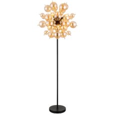 GLOBO 15633SA UDO stojacia lampa V1550mm 6xE14 čierna matná, jantárová