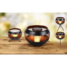 Globo 36710 solárne svietidlo dekoratívne, miska so sviečkou D150mm LED 0,06W 1700K, vrátane batérie 1xAAA 200mAh 1,2V, IP44, čierna matná, imitácia hrdze