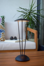 LUCIDE 27504/02/30 RENEE vonkajšia dotyková stolná lampička LED V310mm 2,2W/212lm 2700-3000K IP54 čierna, bezdrôtová nabíjacia podložka