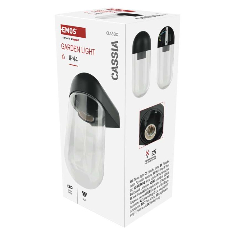 EMOS ZGG010P CASSIA nástenné exteriérové svietidlo E27 126 × 95 × 222  IP44 antracit