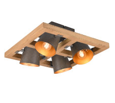 TRIO 601900467 BELL stropné bodové svietidlo 4xE14 antický nikel, drevo