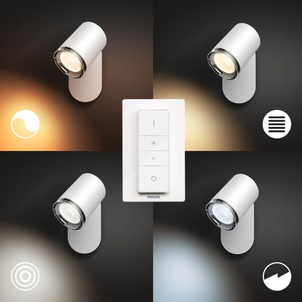 Philips Hue White Ambiance 8719514340855 Adore spot nástenné bodové svietidlo GU10 +SWITCH 5,5W/250lm 2200-6500K IP44 biela bluetooth